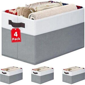 Fabric Storage Bins Large Closet Organizer Baskets with Handles Foldable Set